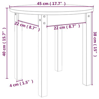 vidaXL Table basse Gris Ø 45x40 cm Bois massif de pin