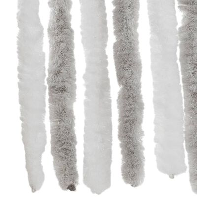 vidaXL Rideau anti-mouches gris clair et blanc 100x220 cm chenille