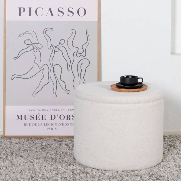 Venture Home Pouf Dunken 51x51x43 cm Teddy Blanc