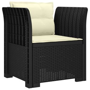 vidaXL Fauteuil 1 place avec coussins look rotin PP Anthracite