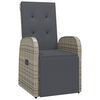 vidaXL Chaise inclinable de jardin avec coussins gris r&eacute;sine tress&eacute;e