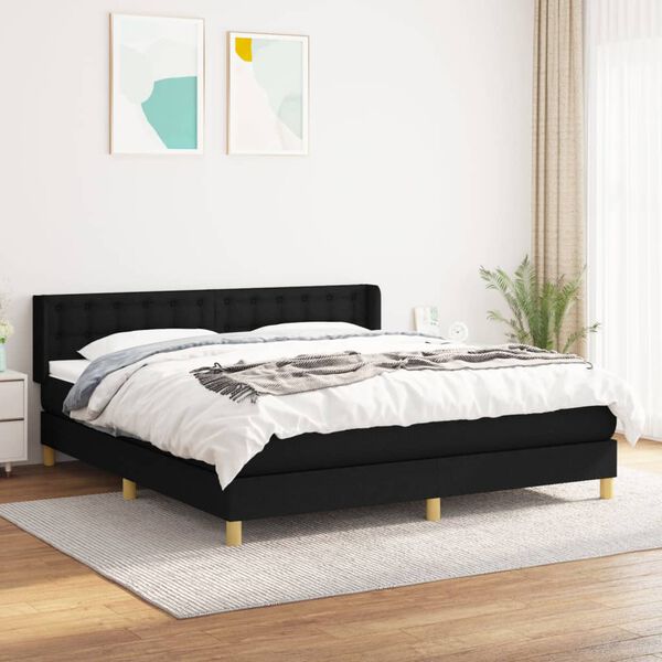 vidaXL Sommier &agrave; lattes de lit avec matelas Noir 180x200 cm Tissu
