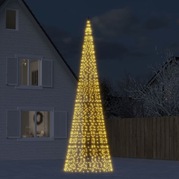 vidaXL Sapin de Noël à LED sur mât de drapeau 1534 LED blanc 500 cm