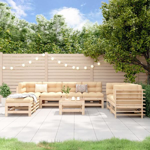 vidaXL Salon de jardin 9 pcs Bois de pin massif