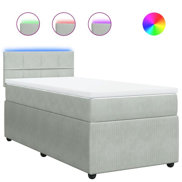 vidaXL Sommier &agrave; lattes de lit et matelas Gris clair 90x190 cm Velours