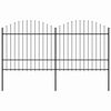 vidaXL Cl&ocirc;ture de jardin avec dessus en forme de lance en acier 359 x 175 cm Noir