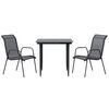 vidaXL Ensemble &agrave; manger de jardin 3 pcs noir textil&egrave;ne et acier
