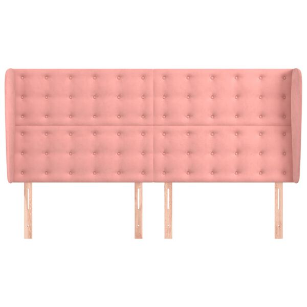 vidaXL T&ecirc;te de lit avec oreilles Rose 203x23x118/128 cm Velours