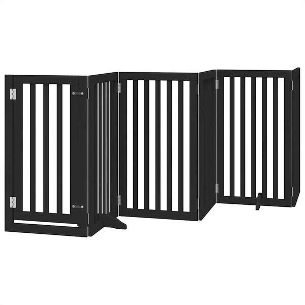vidaXL Barri&egrave;re pour chien porte pliable 9 panneaux noir bois peuplier