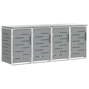 vidaXL Stockage de bac &agrave; d&eacute;chets for 4 Bins 240L Acier inoxydable Gris