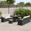vidaXL Ensemble de canap&eacute; de jardin 9 pcs Noir Poly rotin