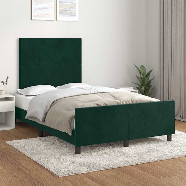 vidaXL Cadre de lit sans matelas vert fonc&eacute; 120x200 cm velours