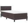 vidaXL Lit &agrave; ressorts avec bandes LED Marron fonc&eacute; 90 x 190 cm tissu