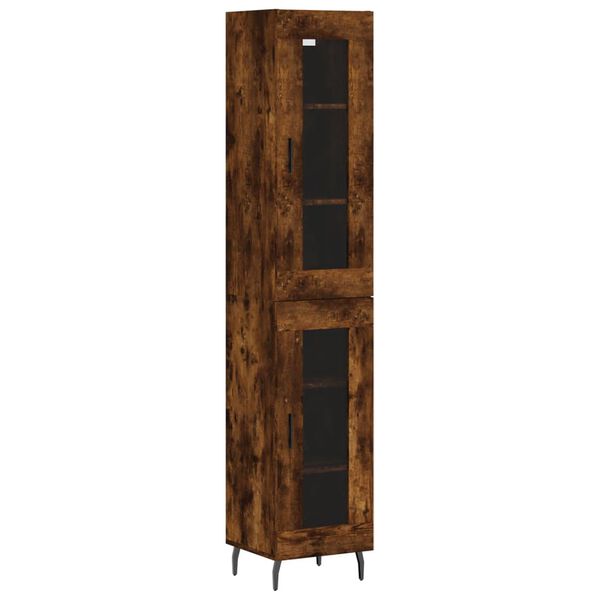 vidaXL Buffet haut Ch&ecirc;ne fum&eacute; 34,5x34x180 cm Bois d'ing&eacute;nierie