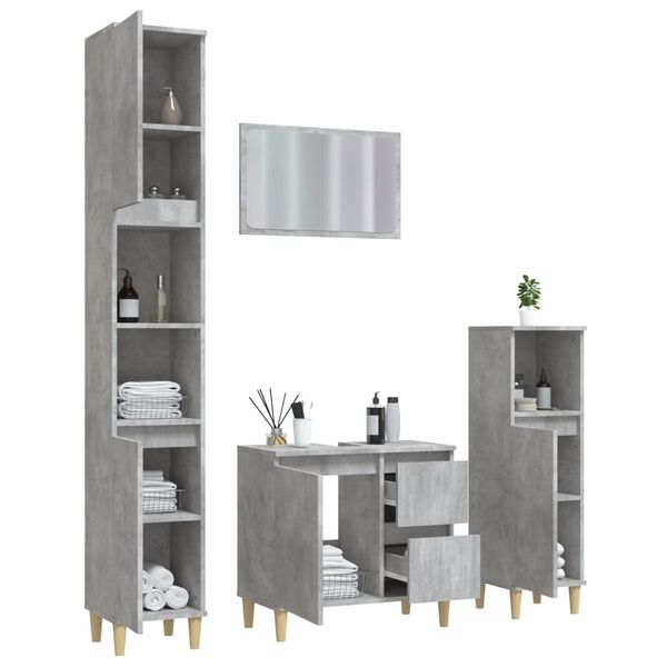 vidaXL Ensemble de meubles de salle de bain 4 pcs gris b&eacute;ton