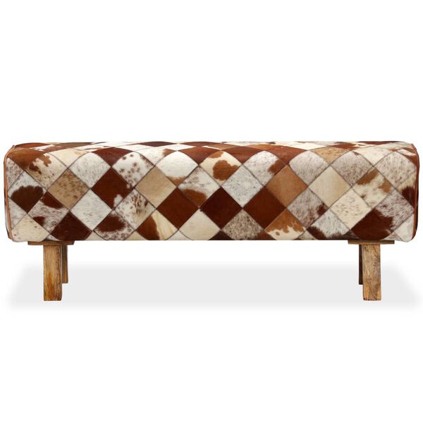 vidaXL Banc Cuir véritable de vache Motif de losange