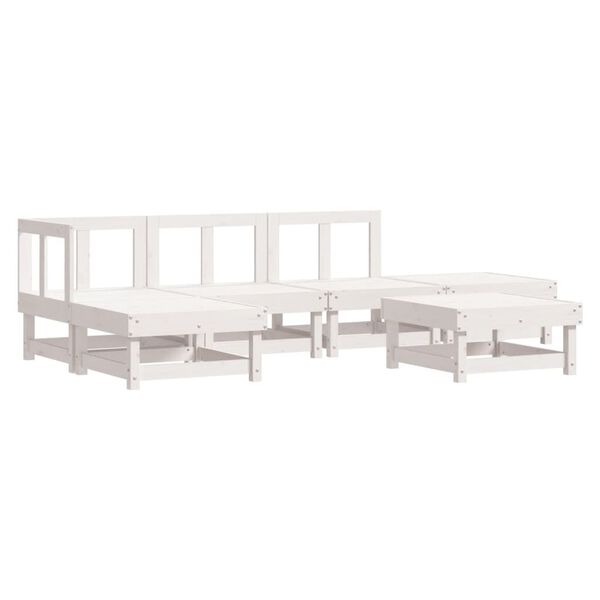 vidaXL Salon de jardin 6 pcs avec coussins blanc bois massif