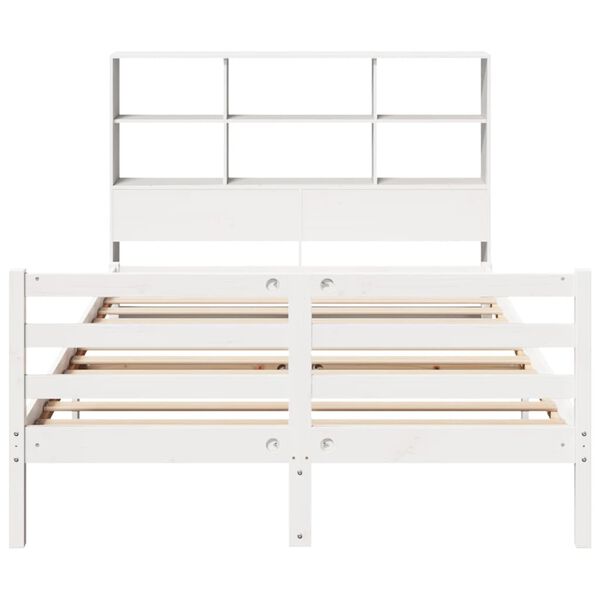 vidaXL Lit biblioth&egrave;que sans matelas blanc 140x190 cm bois pin massif