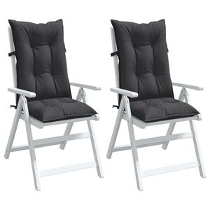 vidaXL Coussins de chaise &agrave; dossier haut lot de 2 anthracite m&eacute;lang&eacute;