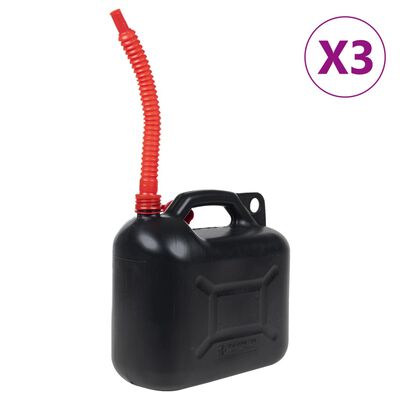 vidaXL Bidon d'essence avec bec flexible 3 pcs noir 10 L plastique