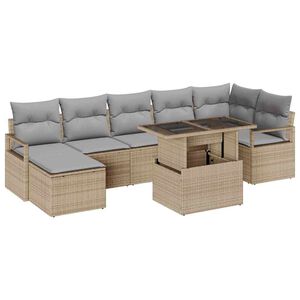 vidaXL Ensemble de canap&eacute; de jardin 8 pcs Beige Poly rotin