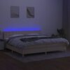 vidaXL Sommier &agrave; lattes de lit et matelas et LED Cr&egrave;me 200x200cm Tissu