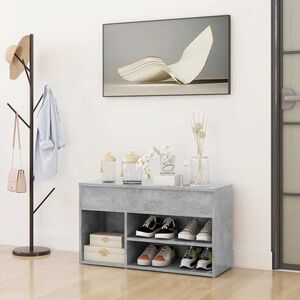 vidaXL Banc &agrave; chaussures Gris b&eacute;ton 80x30x45 cm Bois d'ing&eacute;nierie