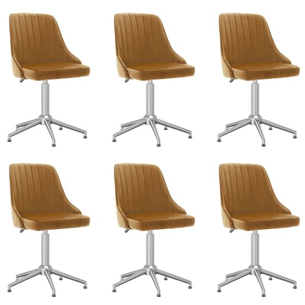 vidaXL Chaises pivotantes &agrave; manger lot de 6 marron velours