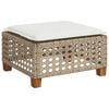 vidaXL Tabouret de jardin et coussin beige 63,5x56x32cm r&eacute;sine tress&eacute;e