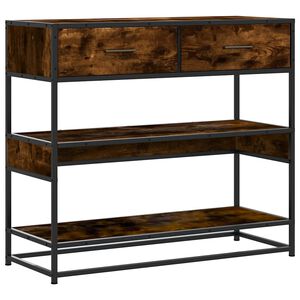 vidaXL Table console ch&ecirc;ne fum&eacute; 90x35x80 cm bois d'ing&eacute;nierie