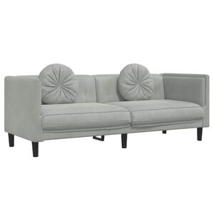 vidaXL Canap&eacute; avec coussins 3 places gris clair velours