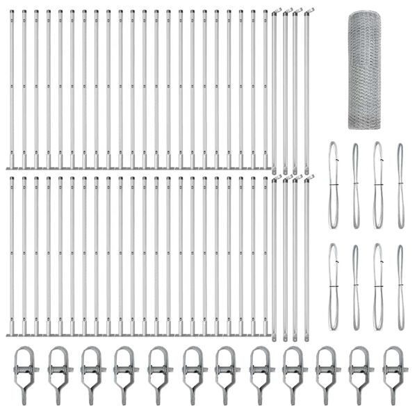 vidaXL Poteau de cl&ocirc;ture. Argent&eacute; 100 x 1 m (maille de 25 mm) Acier