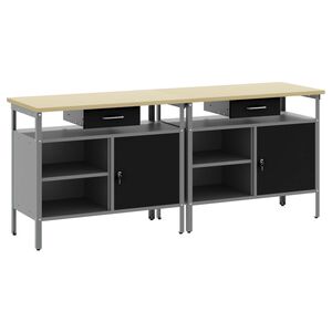vidaXL Ensemble d'&eacute;tabli 2 pcs Noir et gris 200 x 55 x 85 cm
