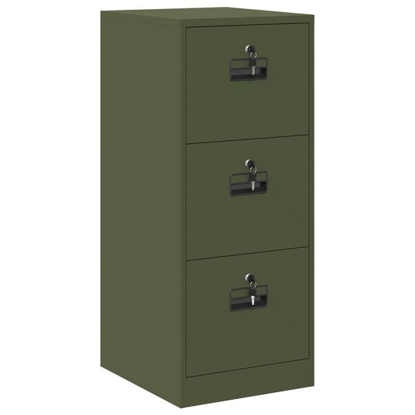 vidaXL Cabinet de Dossier avec tiroir Vert olive 44 x 50 x 106.5 cm