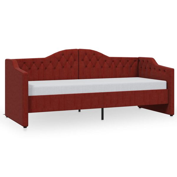 vidaXL Lit avec matelas et &eacute;clairage USB Rouge bordeaux Tissu 90x200cm