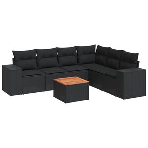 vidaXL Salon de jardin 7 pcs avec coussins noir r&eacute;sine tress&eacute;e