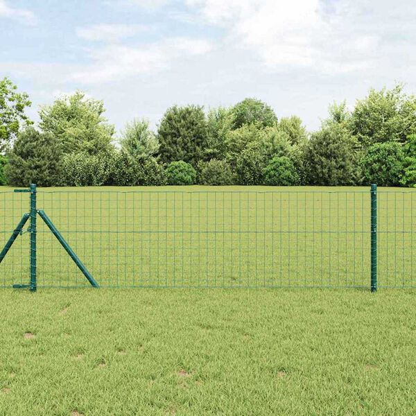 vidaXL Poteaux de clôture 2 pcs Vert 50 cm Acier peint par poudre