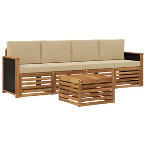 vidaXL Ensemble de canap&eacute;s d'ext&eacute;rieur 5 pc Naturel et Beige