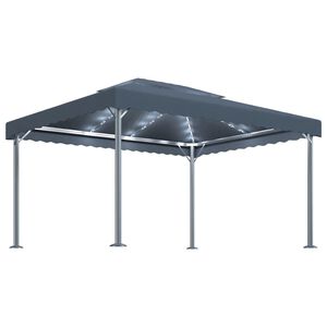 vidaXL Tonnelle et guirlande lumineuse &agrave; LED 4x3m Anthracite Aluminium
