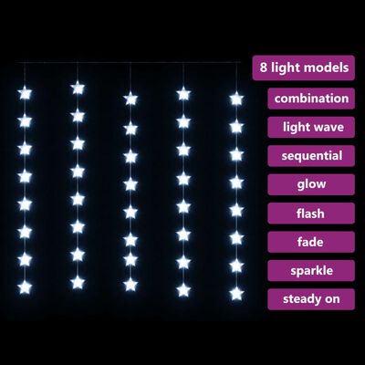 vidaXL Guirlande lumineuse à étoiles LED 200 LED Blanc 8 fonctions