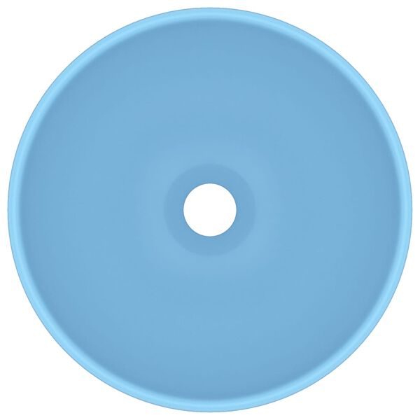 vidaXL Lavabo rond de salle de bain Bleu clair mat 32,5x14cm C&eacute;ramique