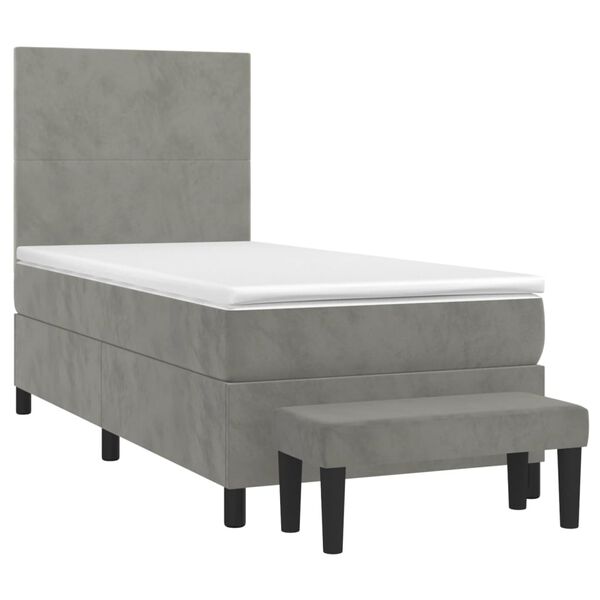 vidaXL Sommier &agrave; lattes de lit et matelas Gris clair 90x190 cm Velours