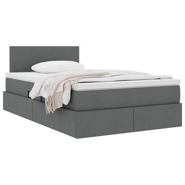 vidaXL Lit avec rangement et matelas Gris fonc&eacute; 120 x 200 cm