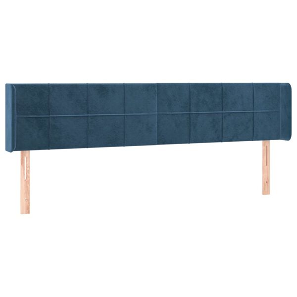 vidaXL T&ecirc;te de lit &agrave; LED Bleu fonc&eacute; 203x16x78/88 cm Velours