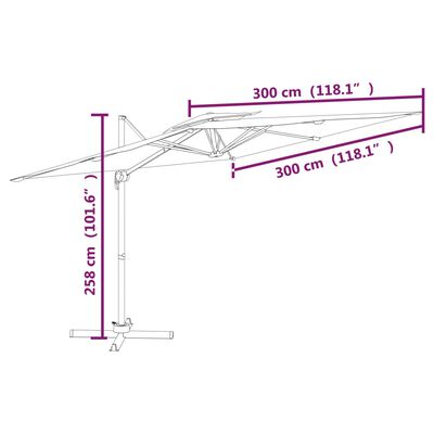 vidaXL Parasol cantilever à double toit Noir 300x300 cm