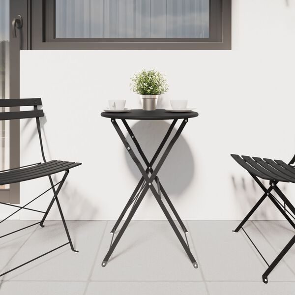 vidaXL Table bistrot Anthracite &Oslash; 50 x 71 cm Acier rev&ecirc;tu de poudre