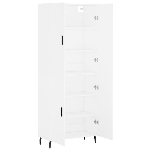 vidaXL Buffet haut Blanc 69,5x34x180 cm Bois d'ing&eacute;nierie