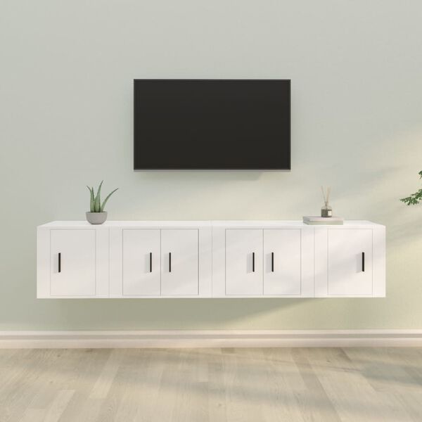 vidaXL Ensemble de meubles TV 4 pcs Blanc Bois d'ing&eacute;nierie