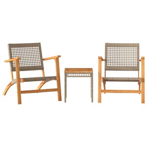 vidaXL Ensemble de bistro 3 pcs beige r&eacute;sine tress&eacute;e et bois d'acacia
