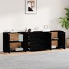 vidaXL Buffets 3 pcs noir bois d'ing&eacute;nierie